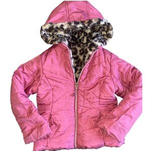 Pistachio • Reversible • Pink • Animal Print • Faux Fur • Coat